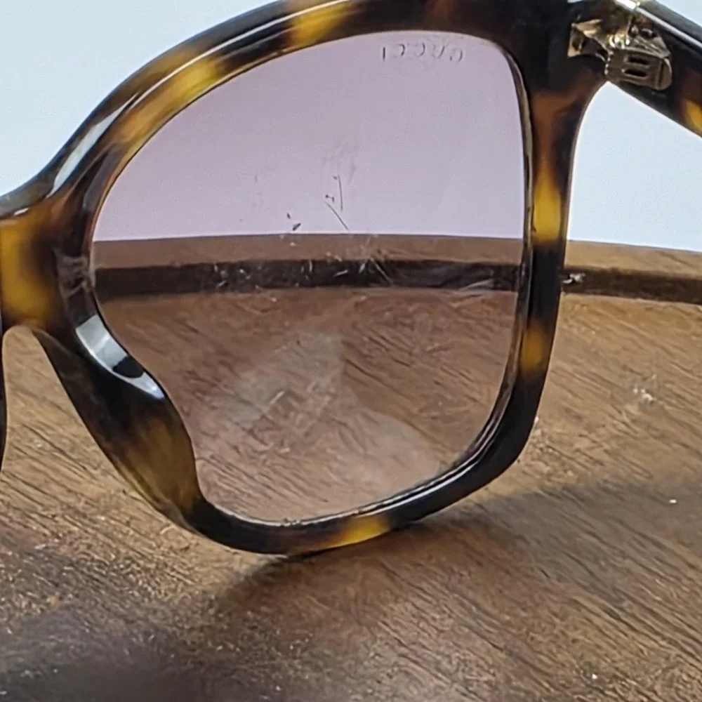 Gucci GG0459SA 003 Sunglasses Womens Brown Tortoise Purple Square Italy